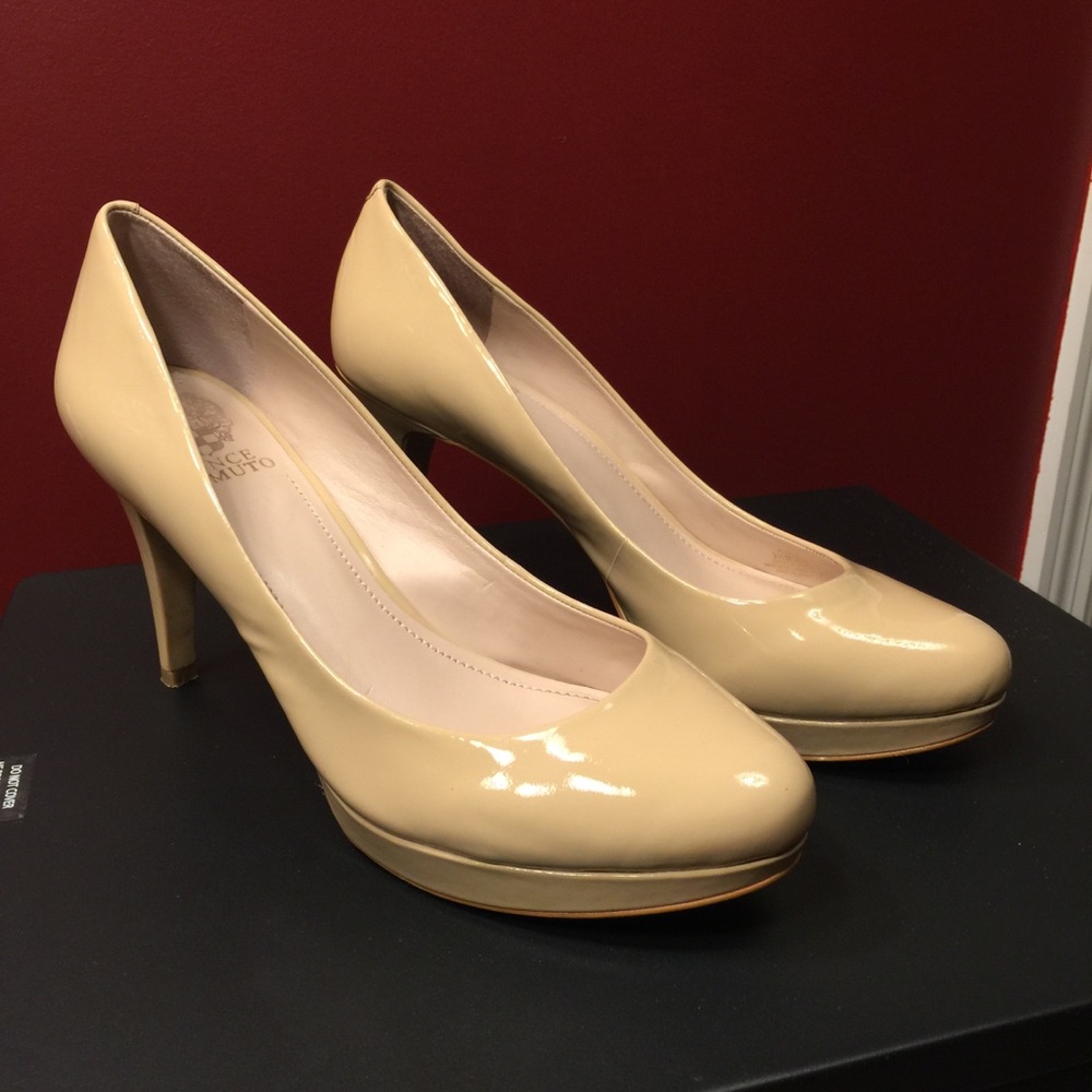 Vince Camuto Cream Leather High Heel Shoes